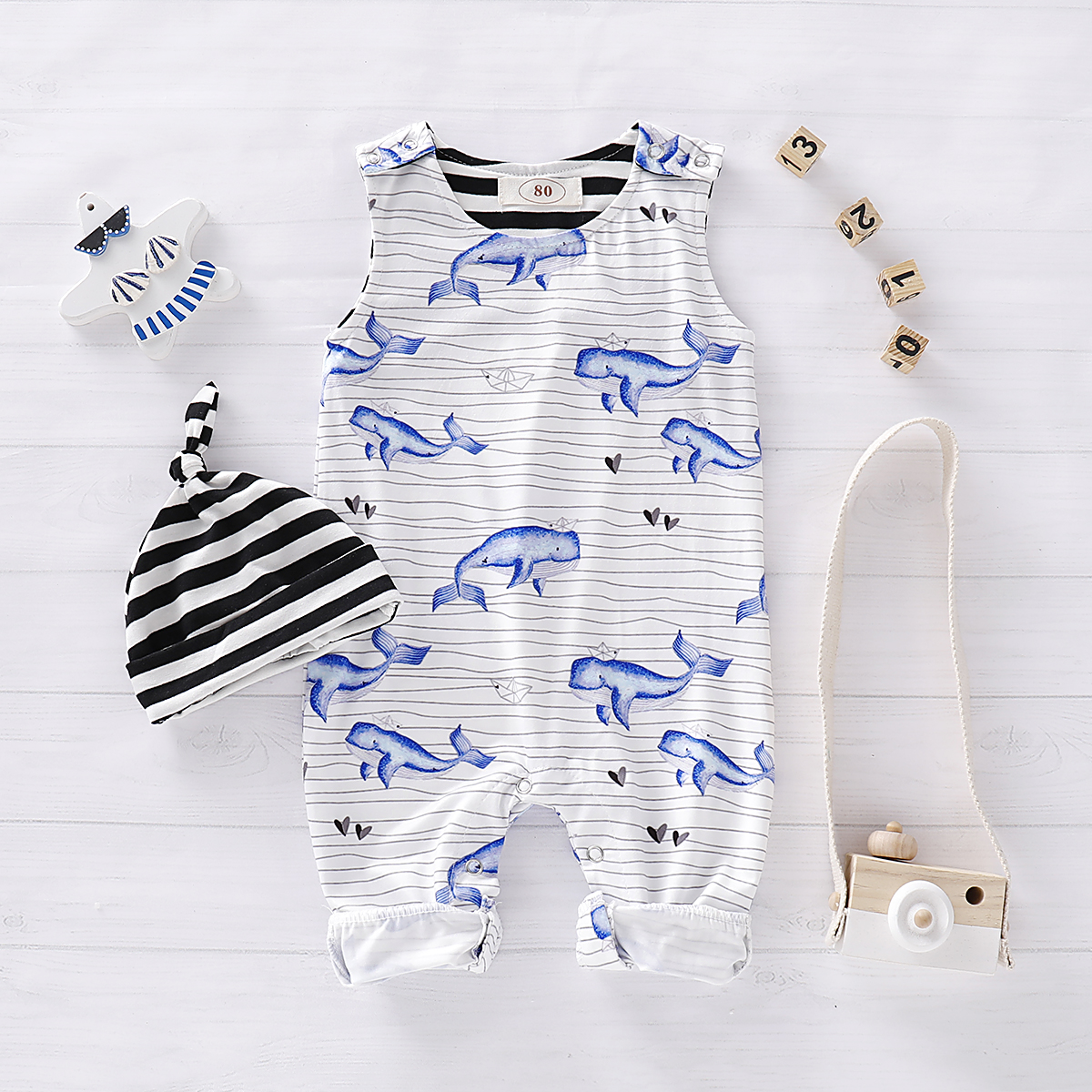 

Baby Whale Striped Jumpsuit