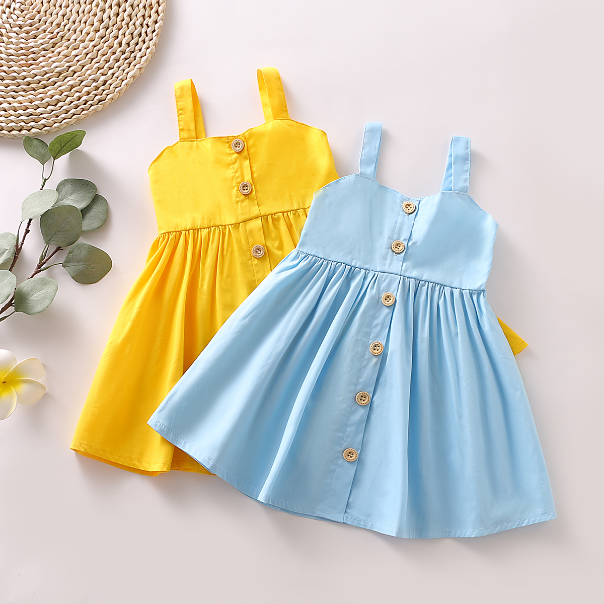 

Baby / Toddler Girl Solid Cardigan Style Sleeveless Dress