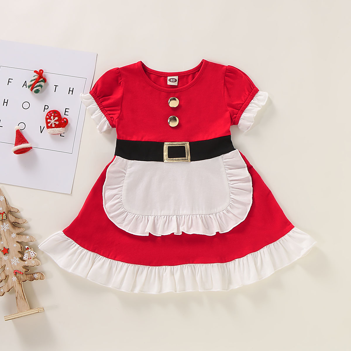 

Baby / Toddler Girl Christmas Short-sleeve Dress