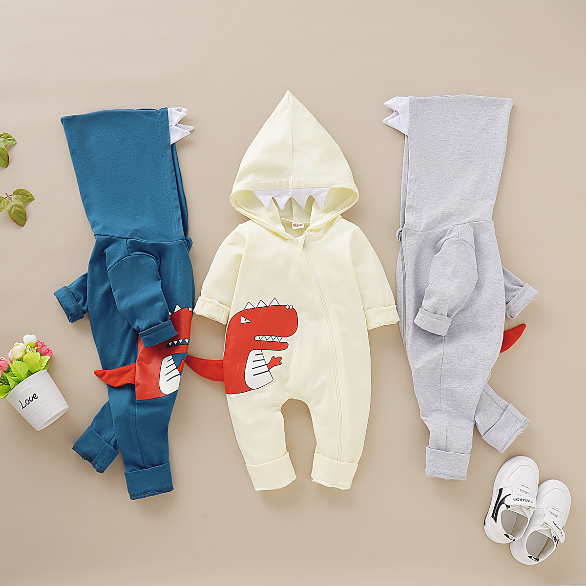 

Baby Dinosaur Hooded Jumpsuit