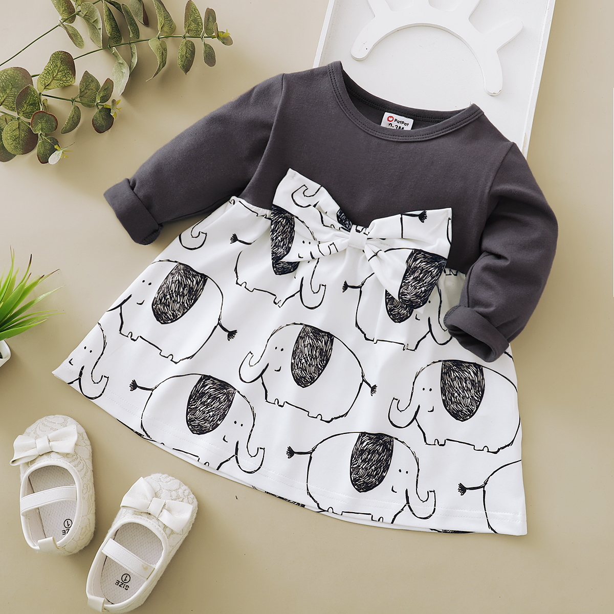 

Baby Girl Animal & Elephant casual Dress Princess Dresses Long-sleeve Cotton Infant Cloth