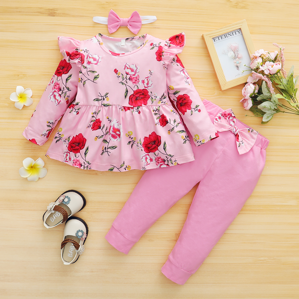

3pcs Baby Girl Sweet Floral Baby's Sets Cotton Fashion Long Sleeve Infant Clothing Outfits