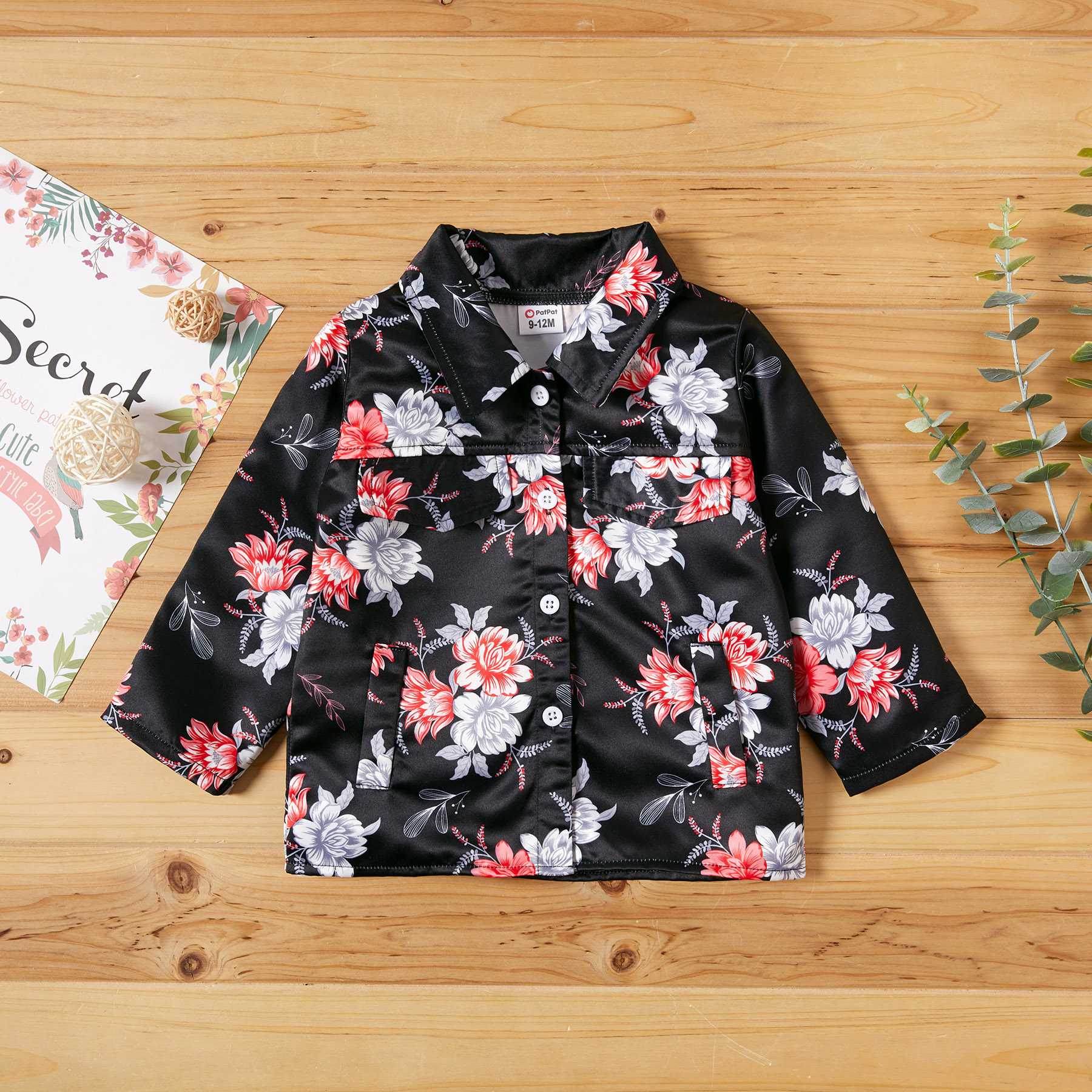 

1pc Baby Girl Long-sleeve casual Floral Coat & Jacket