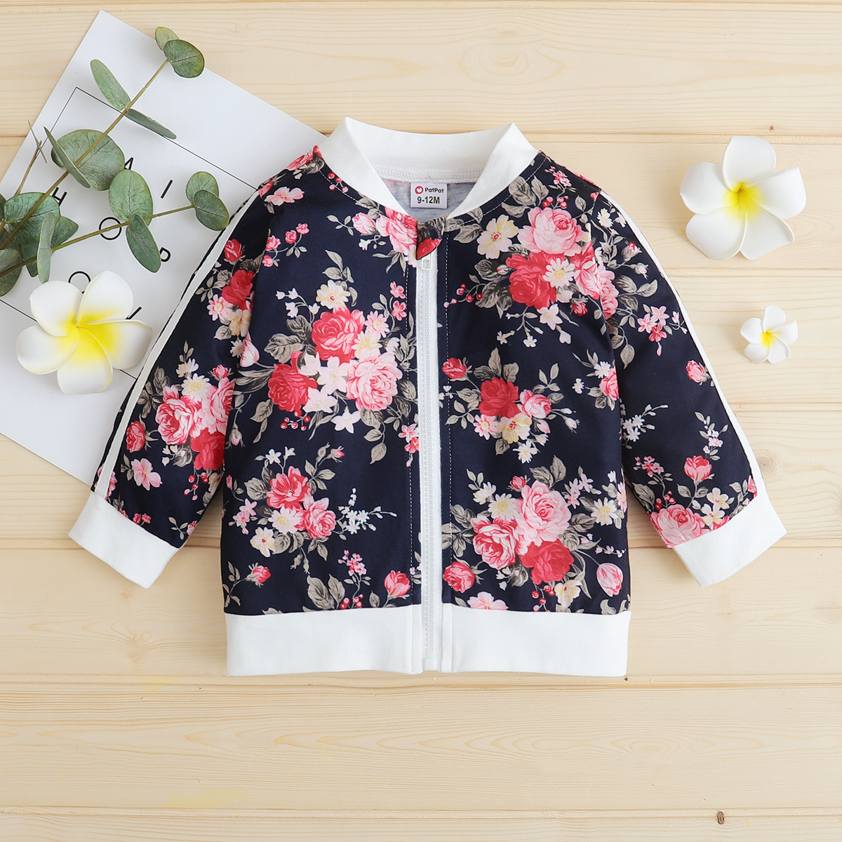

Retro Floral Print Long-sleeve Baby Jacket