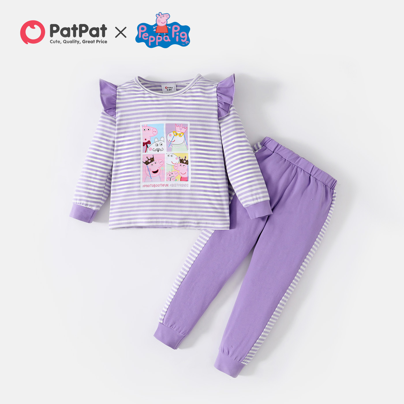 

Peppa Pig 2-piece Toddler Girl Stripe Cotton Top and Solid Pants Set