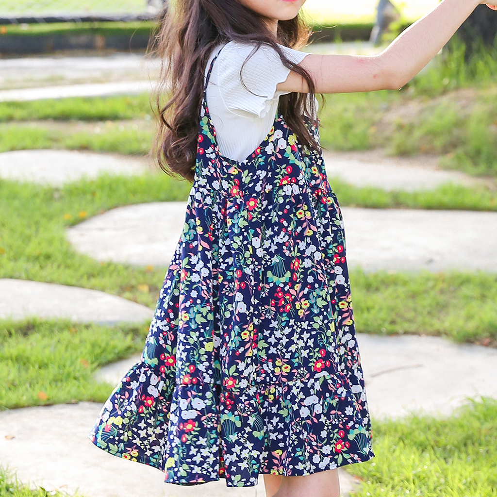 

2-piece Fresh Solid Short-sleeve Top and Slip Dress Set