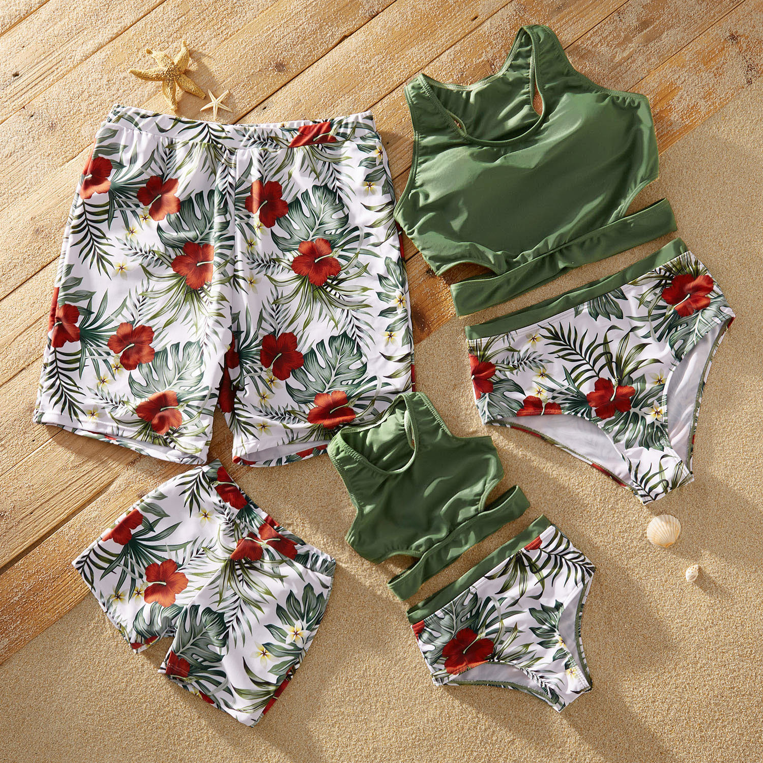 

Cut-out Floral Print Matching Swimsuits