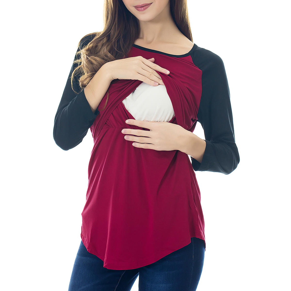 

Three Quarter Sleeve Breastfeeding Top