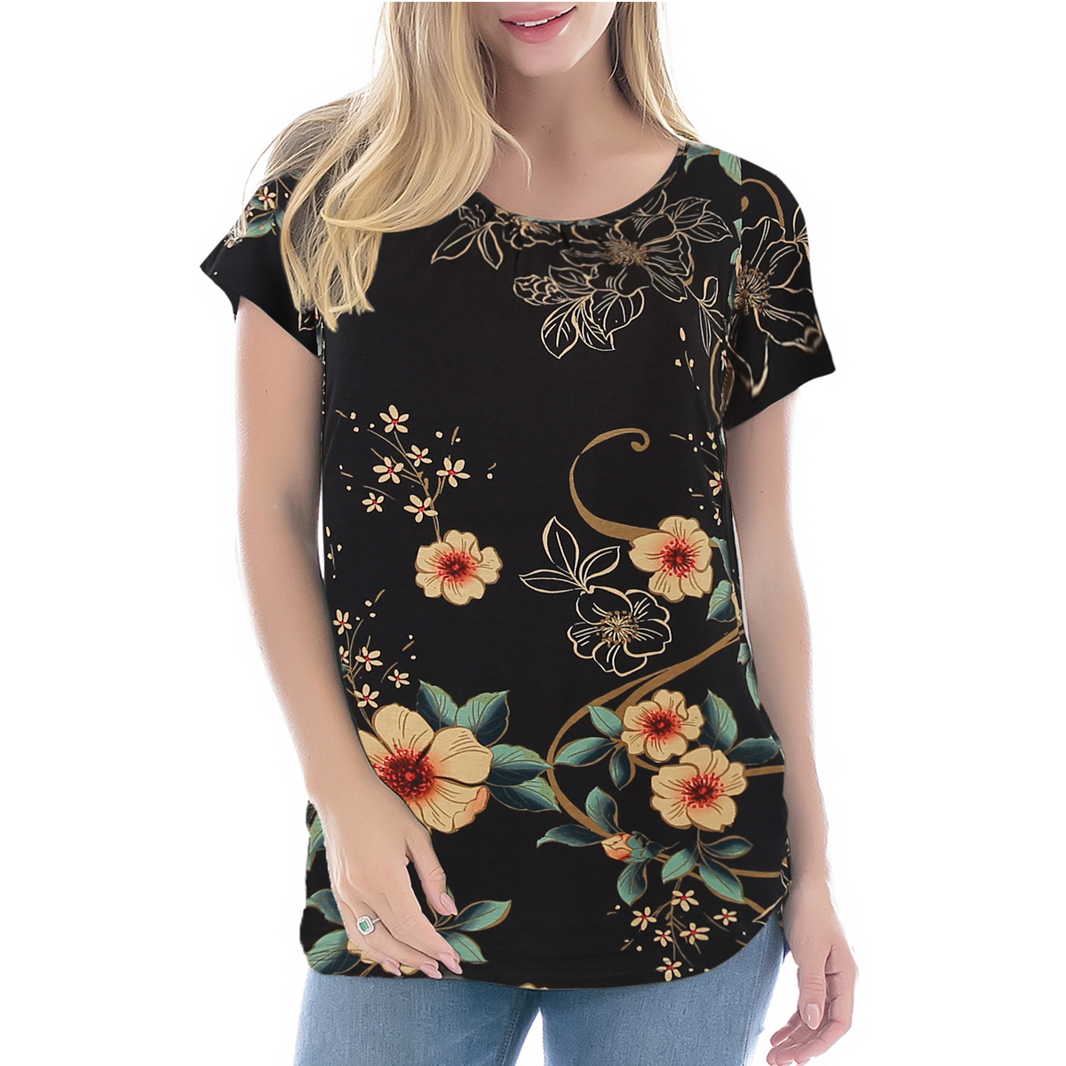 

Solid Short-sleeve Maternity Nursing Tee