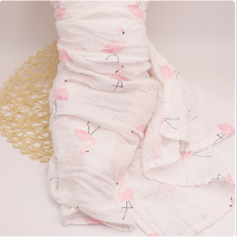 

Double-layer Flamingo Print Cotton Blanket Bath Towel