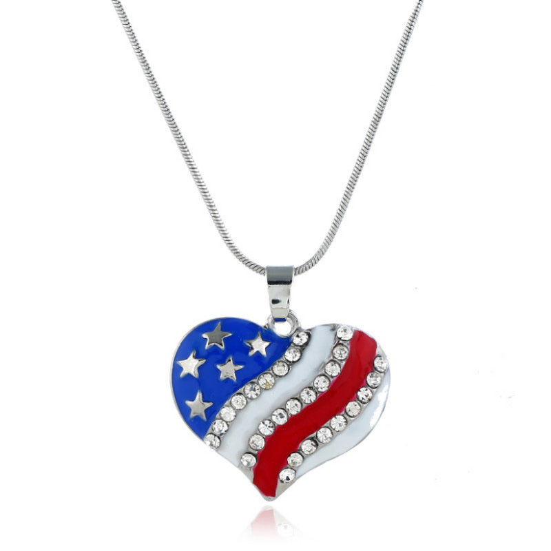 

Rhinestone Decor Flag Design Necklace