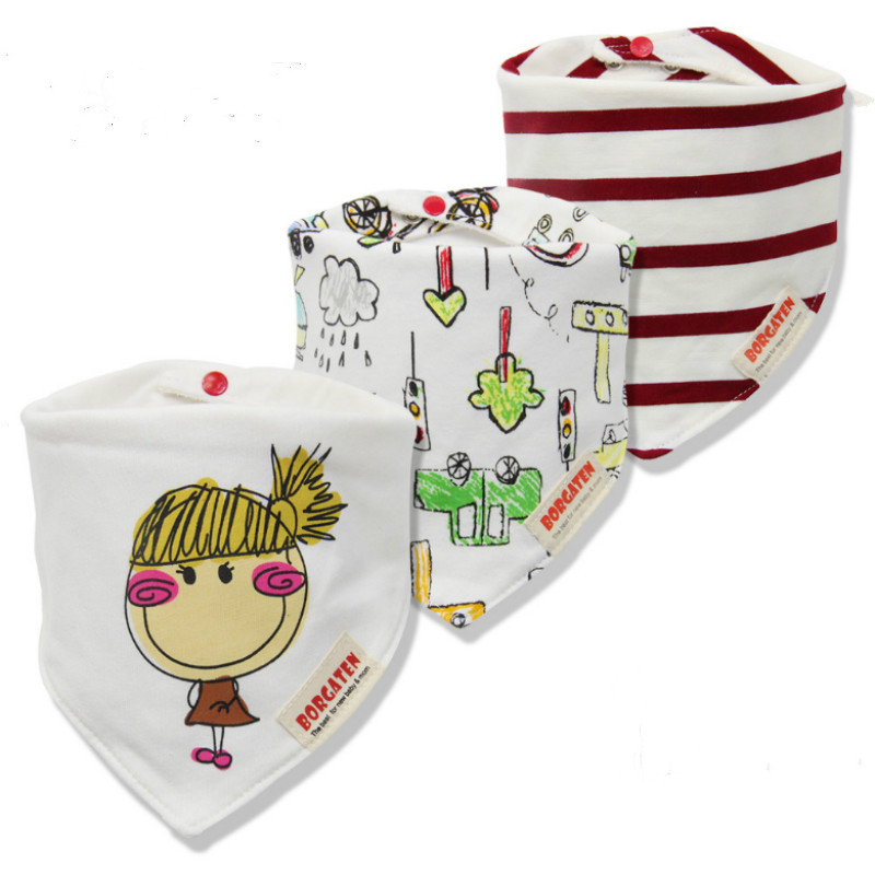 

3-pack Girl Print Cotton Bibs