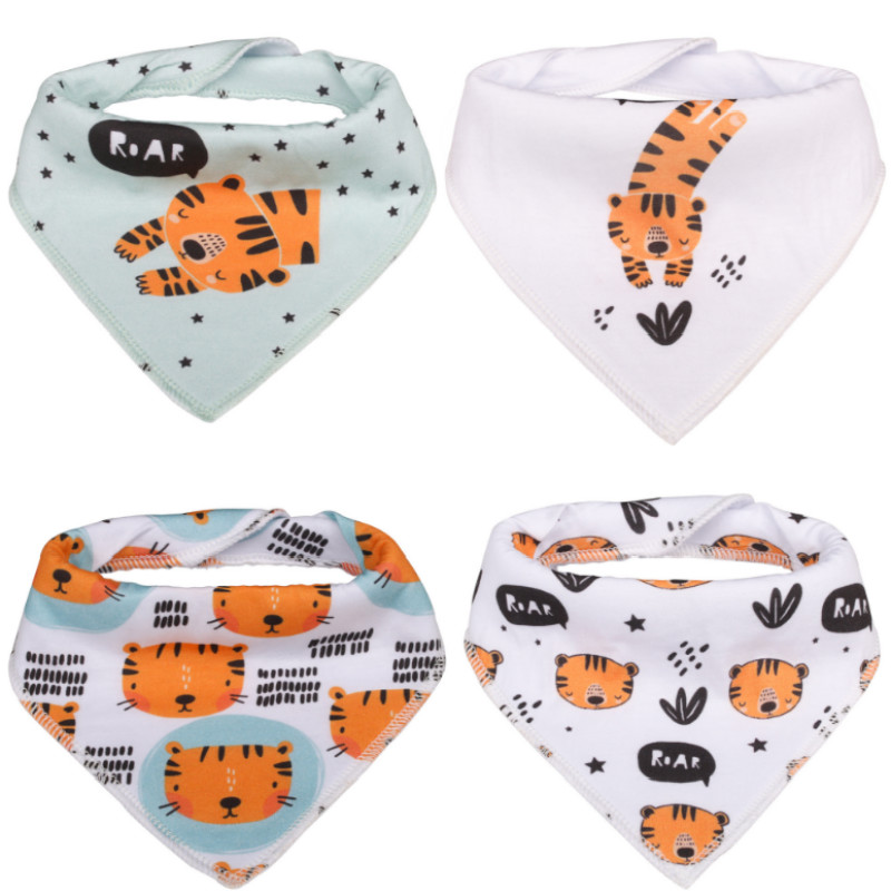 

4-pack Tiger Print Cotton Bibs