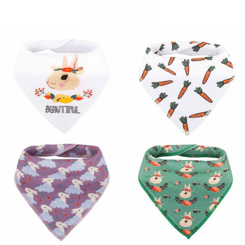 

4-pack Cartoon Print Cotton Bibs