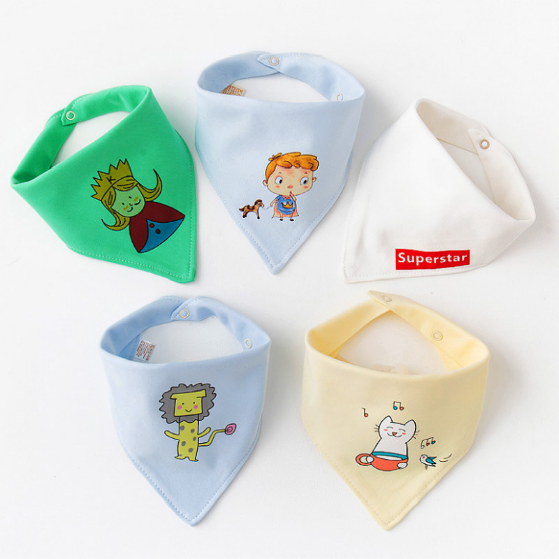 

5-pack Cartoon Print Cotton Bibs