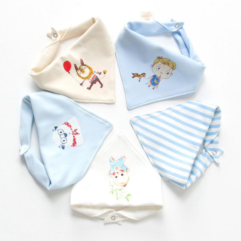 

5-pack Cartoon Print Cotton Bibs