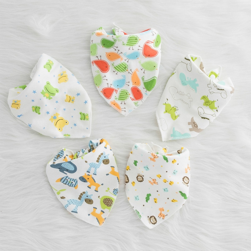 

5-pack Cartoon Animal Print Cotton Bibs