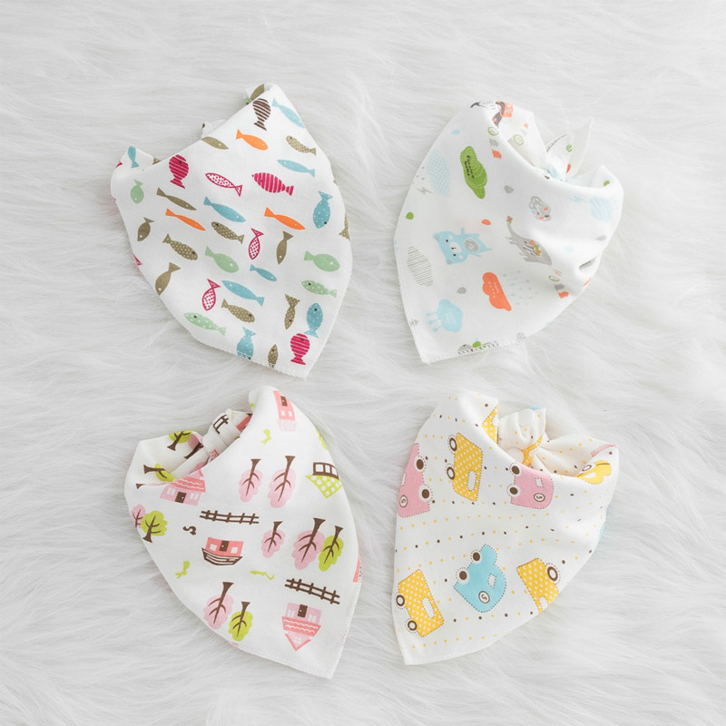 

4-pack Cartoon Print Cotton Bibs