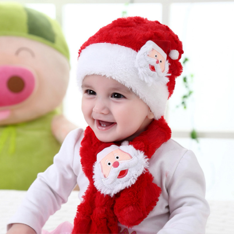 

2-piece Baby Christmas Character Decor Fleece Hat with Scarf