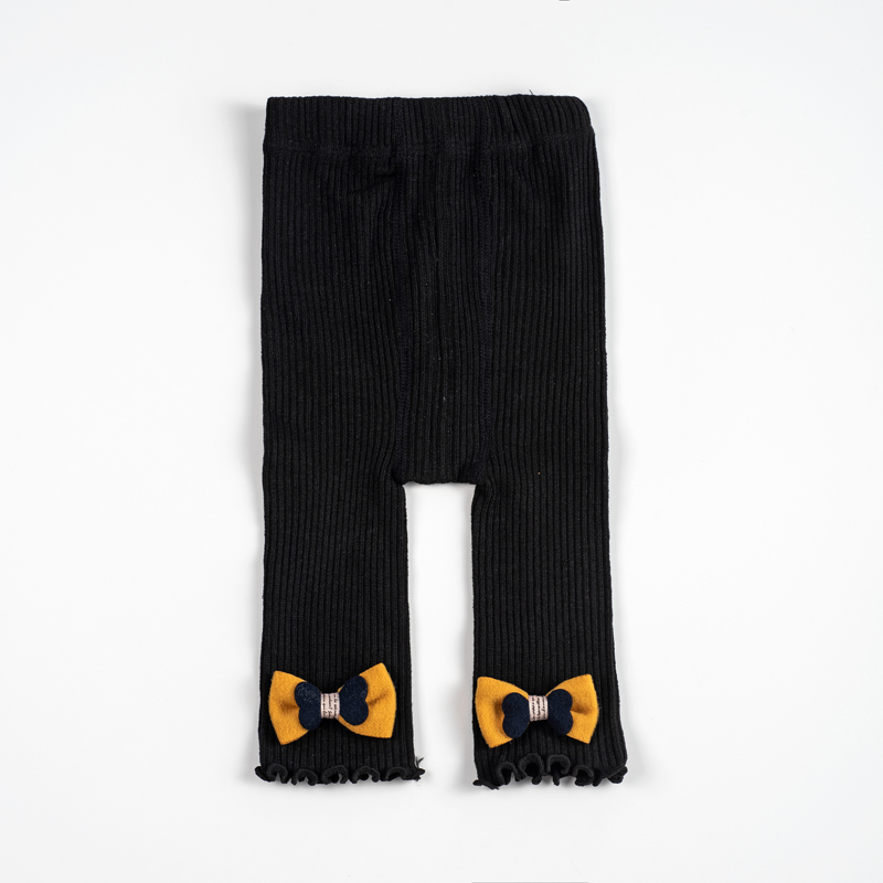 

Solid Bow and Ruffle Decor Baby Pants Leggings