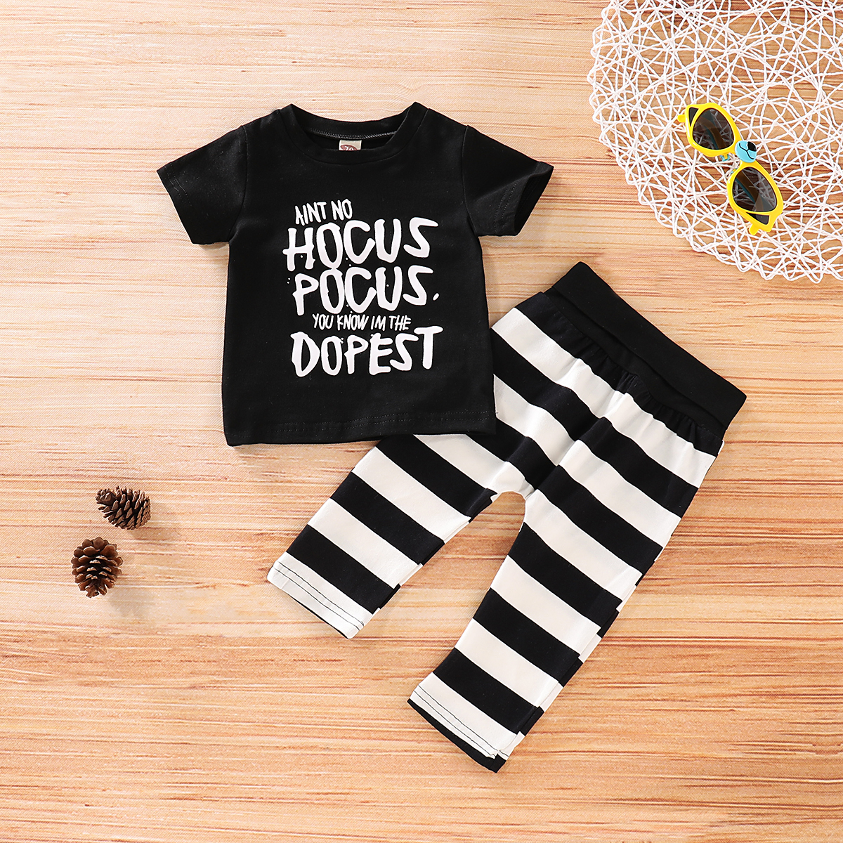 

Baby / Toddler Boy Letter Print Tee and Striped Pants Set