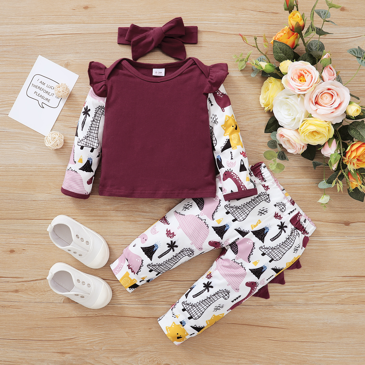 

3pcs Baby Girl Sweet Animal & Dinosaur Baby's Sets Cotton Fashion Long Sleeve Infant Clothing Outfits