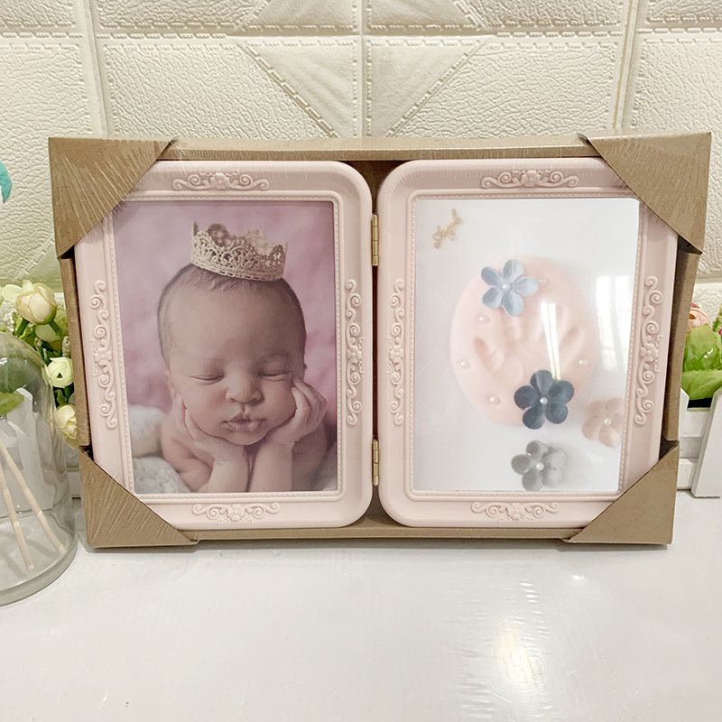 

Creative Photo Wooden Frame Baby Hand and Foot Prints Photo Frame Baby Souvenir Gift