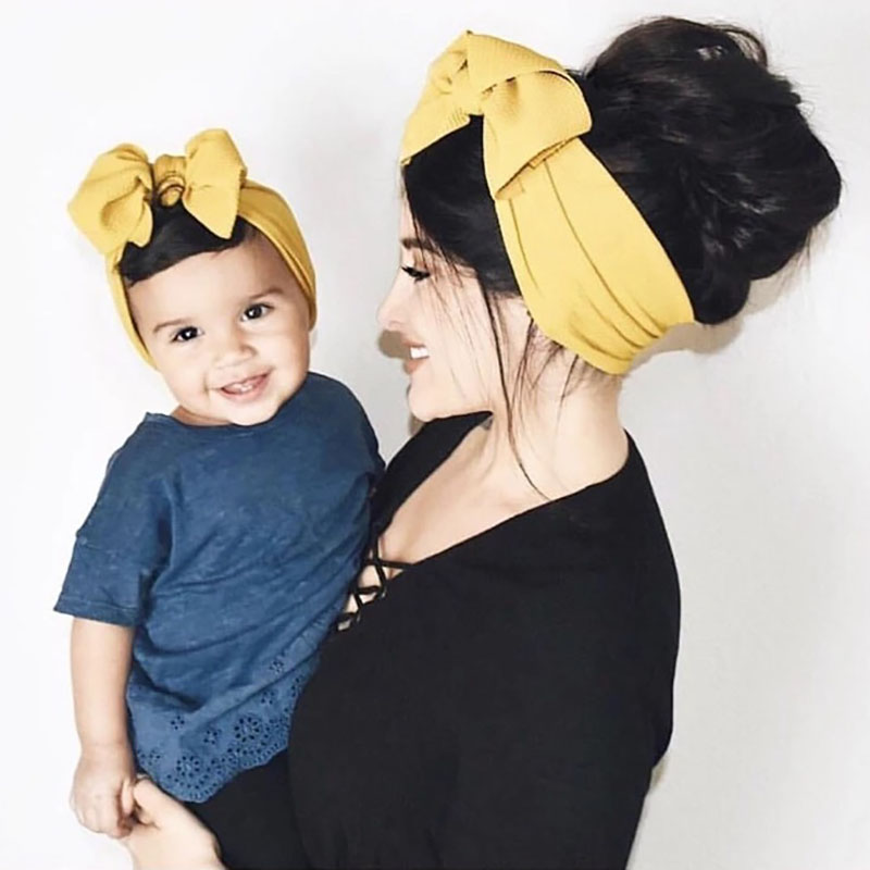 

2-pack Solid Color Bowknot Headband for Mom and Me