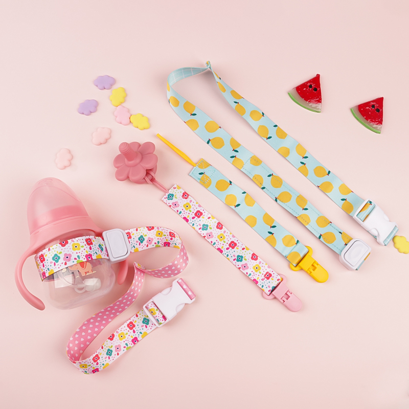 

2-pack Print Baby Pacifier Clips Pacifier Chain and Anti-drop Baby Bottle Chain for Baby Boys and Girls