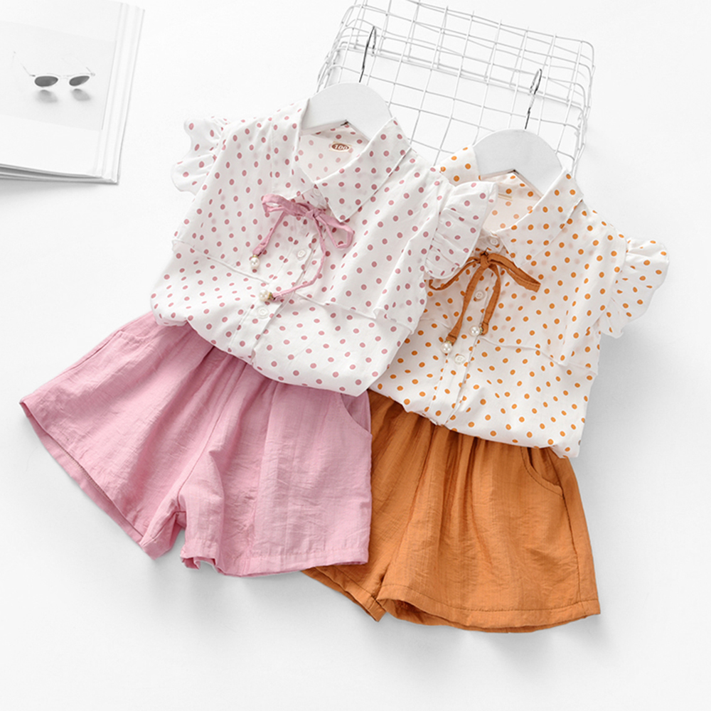 

2-piece Polka Dot Blouse and Shorts Set