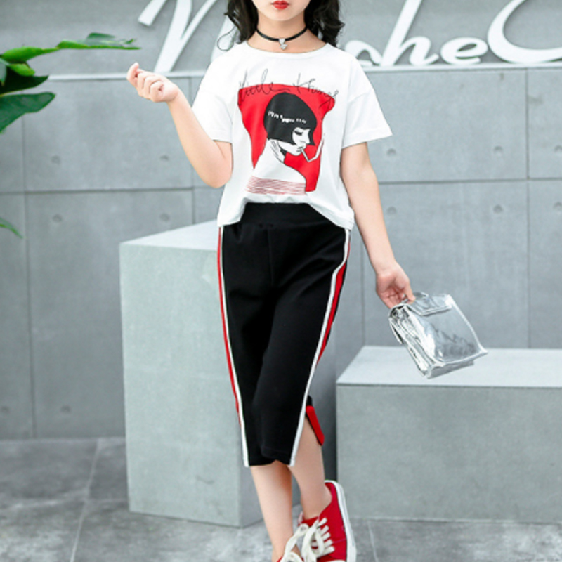 

Casual Cartoon Print Short-sleeve Top and Pants Set