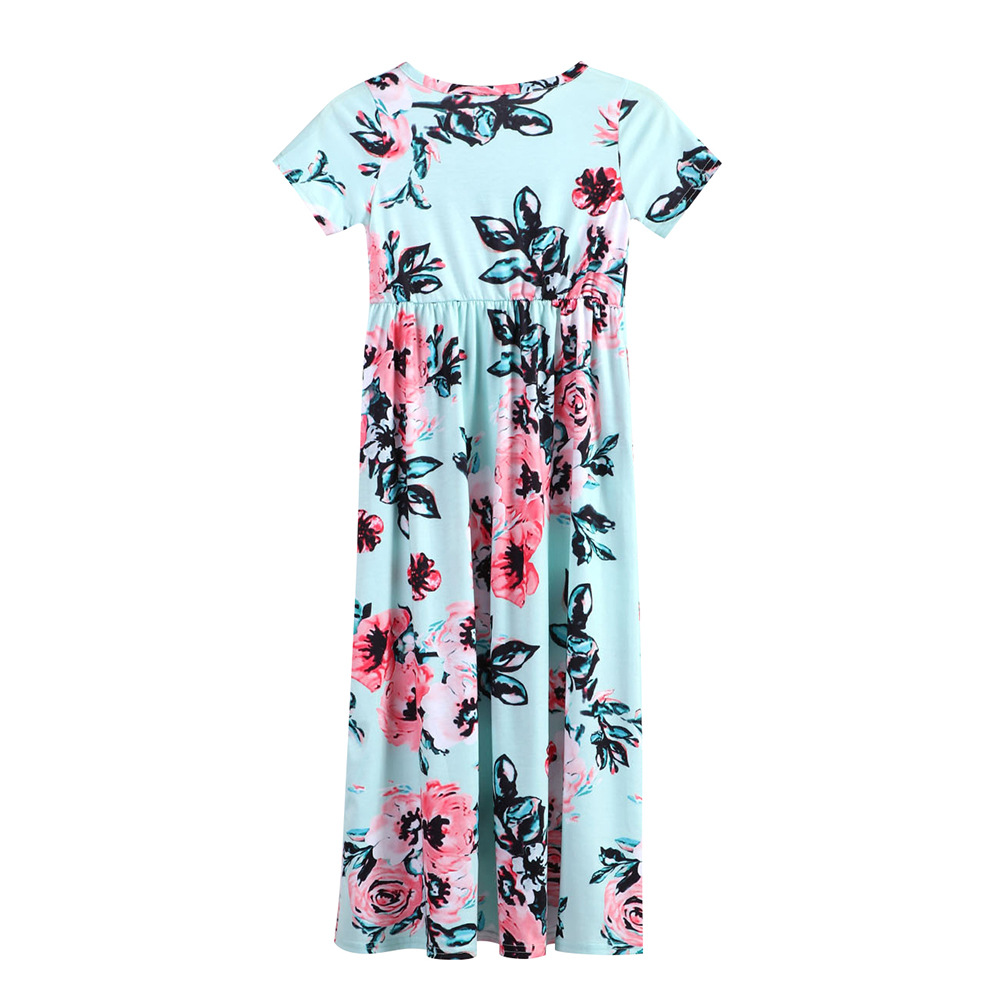 

Classic Floral Short-sleeve Maxi Dress