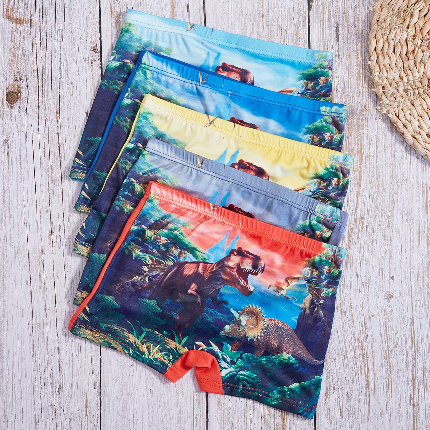 

Fashionable 5pcs Set Kid Boy Dinosaur Animal Print Underwear Set