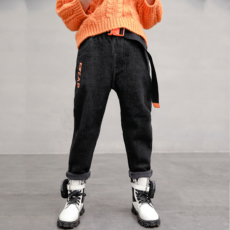 

Kid Boy Letter Print Straight Grey Denim Jeans