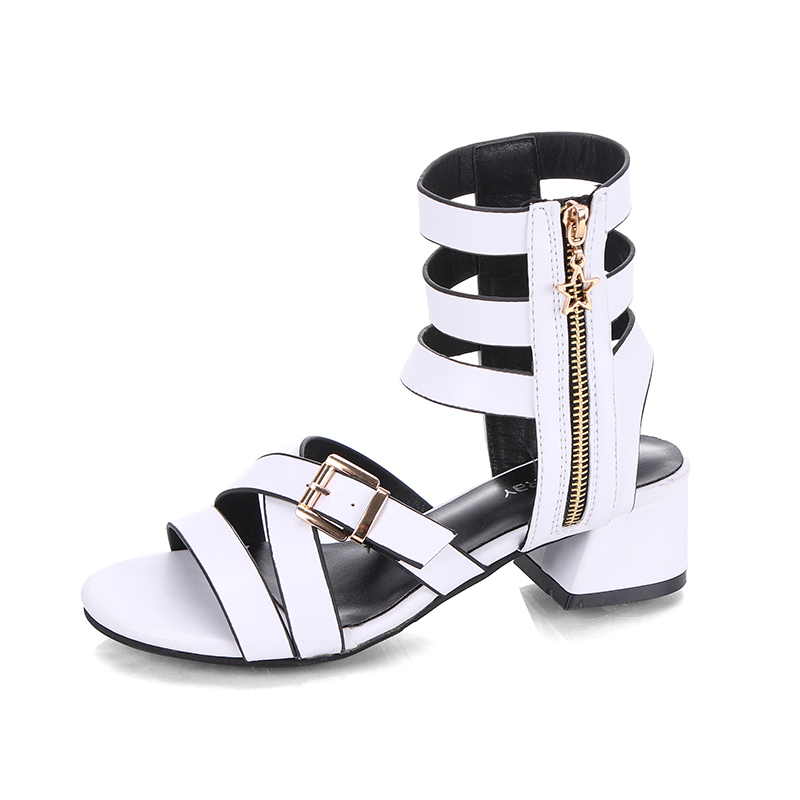

Vintage Buckle Strap Zipper Sandals