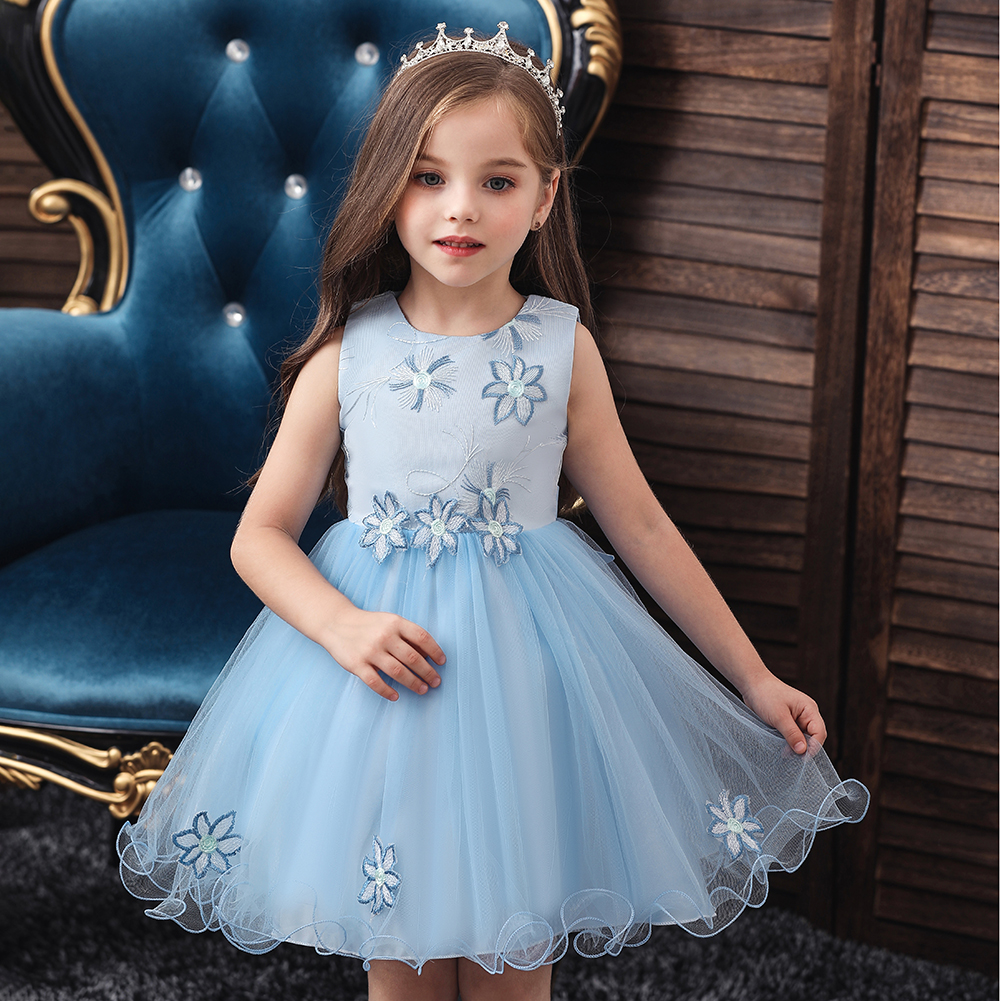 

Baby / Toddler Girl Pretty Floral Embroidery Solid Tulle Party Dress