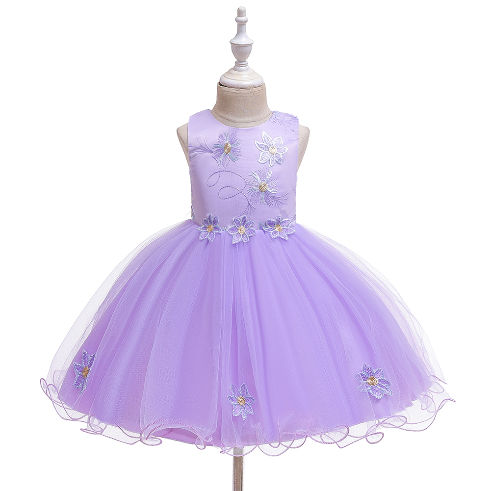 

Baby / Toddler Girl Pretty Floral Embroidery Solid Tulle Party Dress