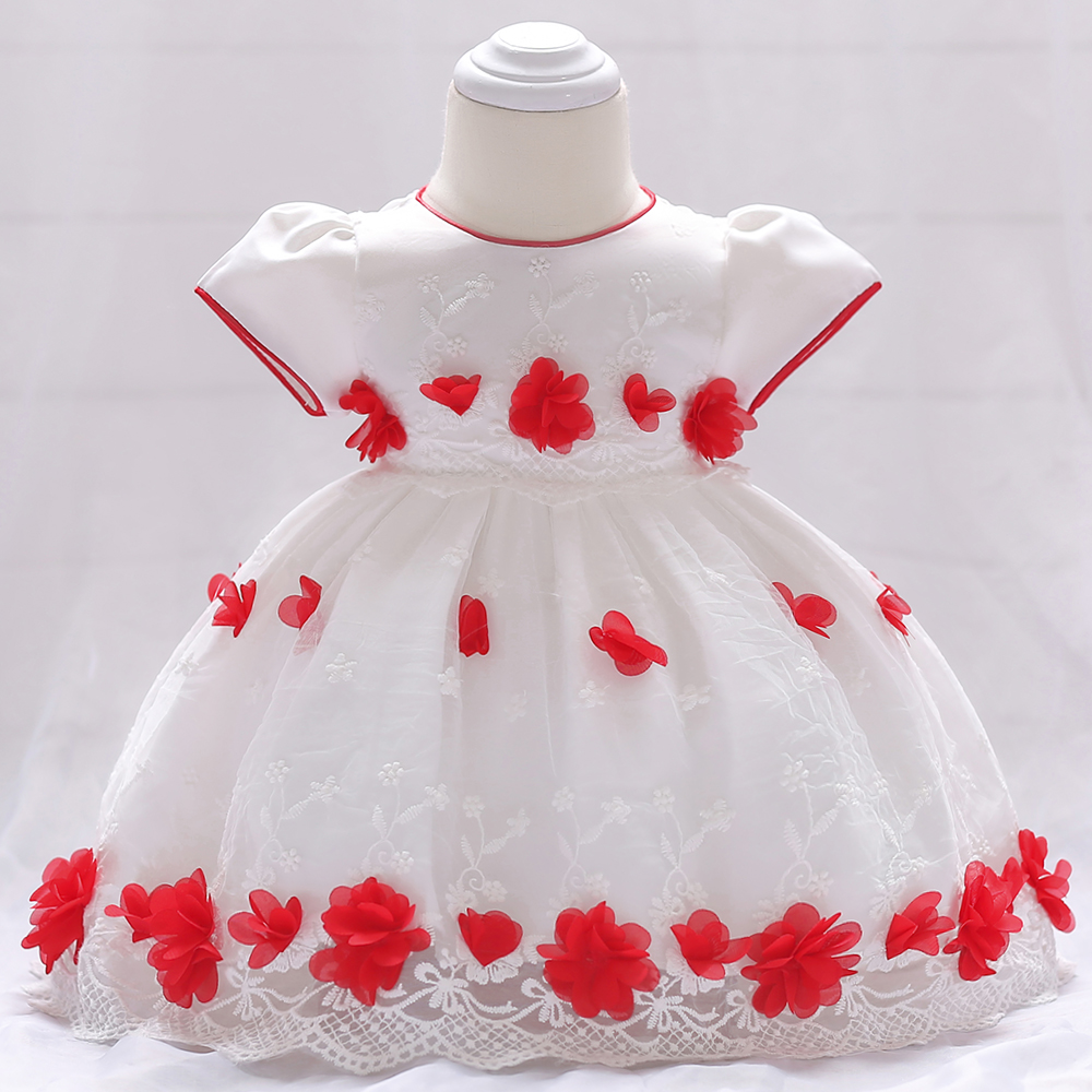 

Floral Decor Flutter-sleeve Party Dress