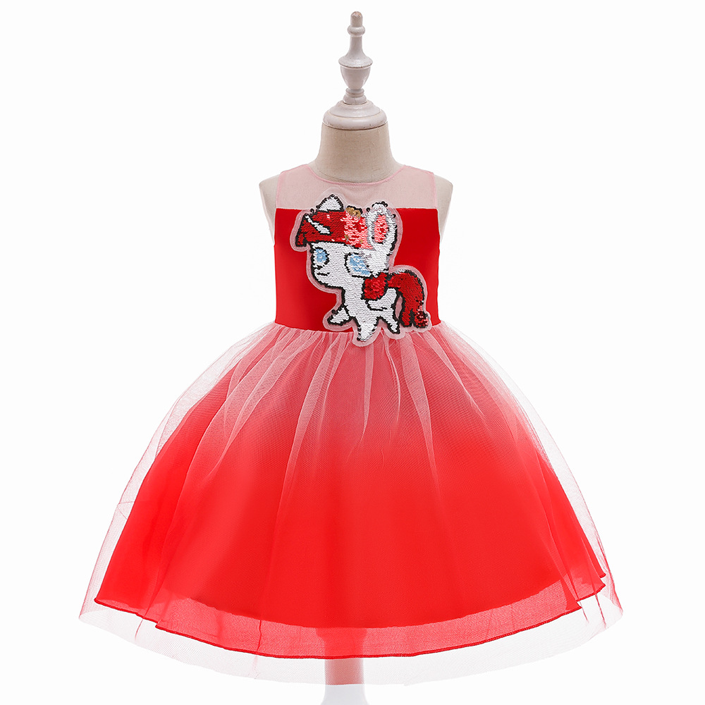 

Kids Cartoon Mesh Party Dress