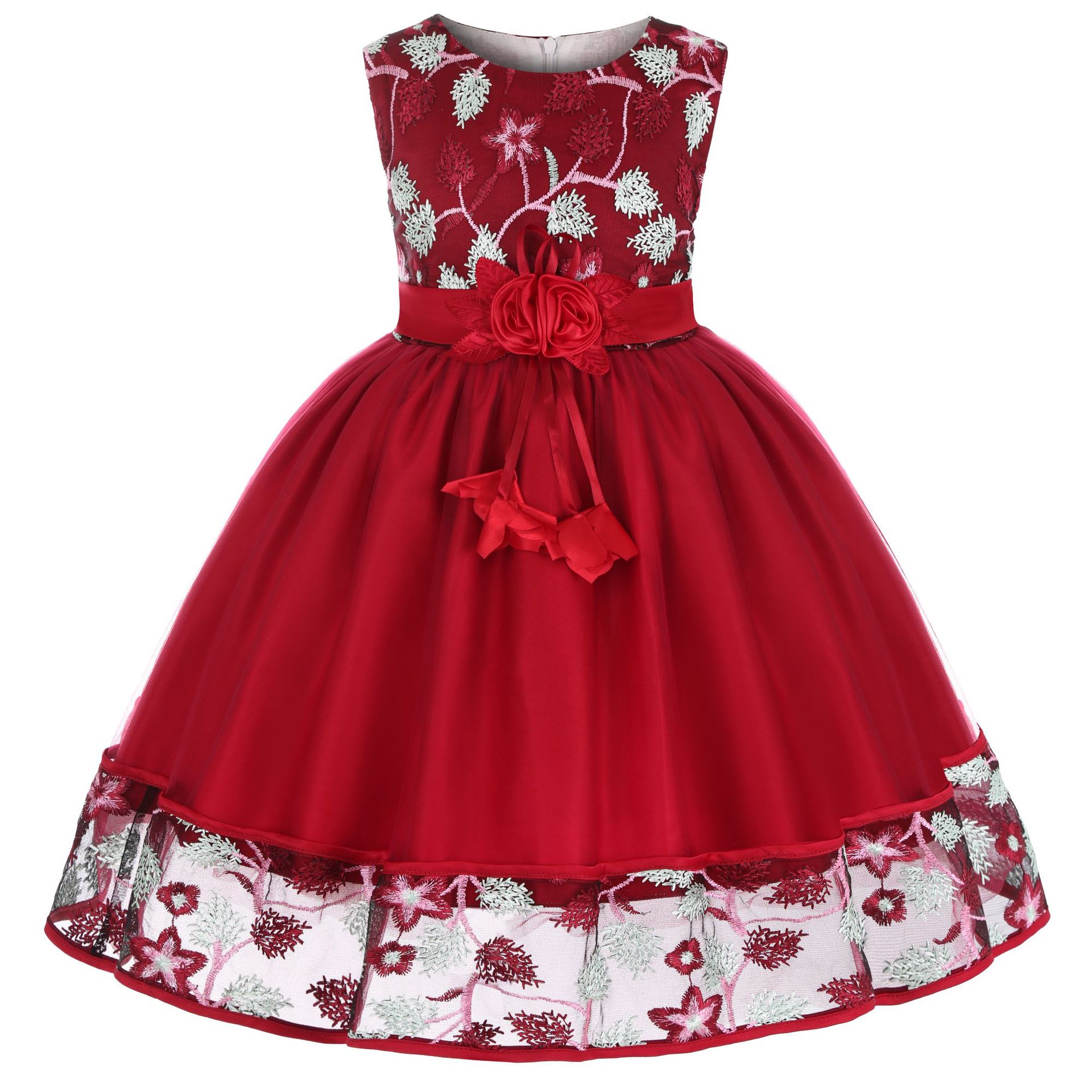 

Kids Girl Floral Embroidered Mesh Party Dress