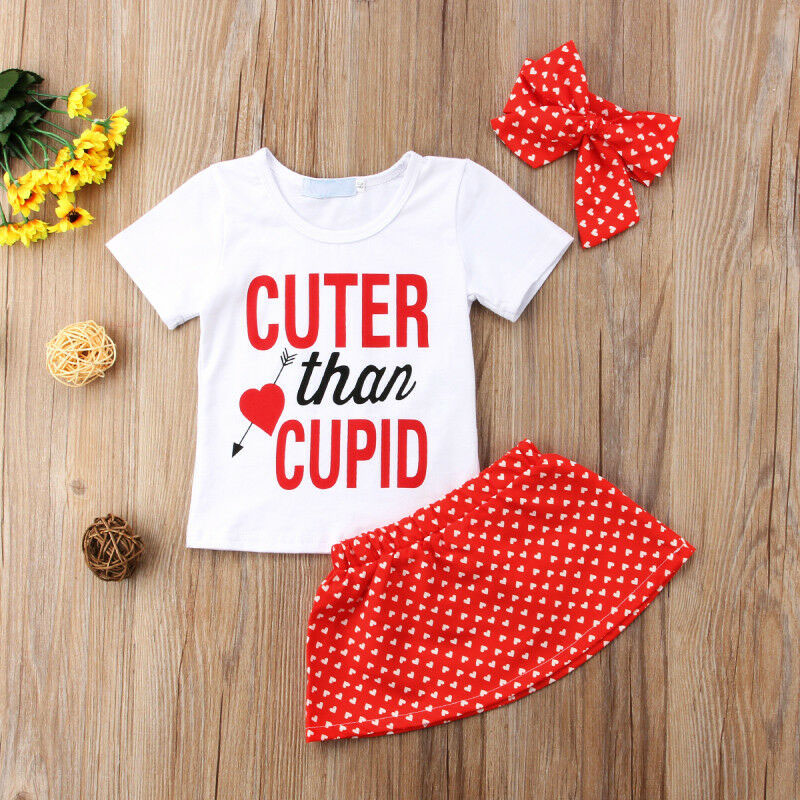 

Letter Print Tee and Polka Dot Skirt and Headband Set