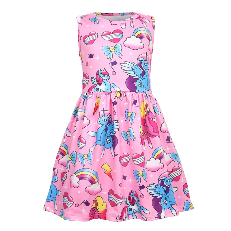 

Stylish Unicorn Pattern Sleeveless Dress in Pink