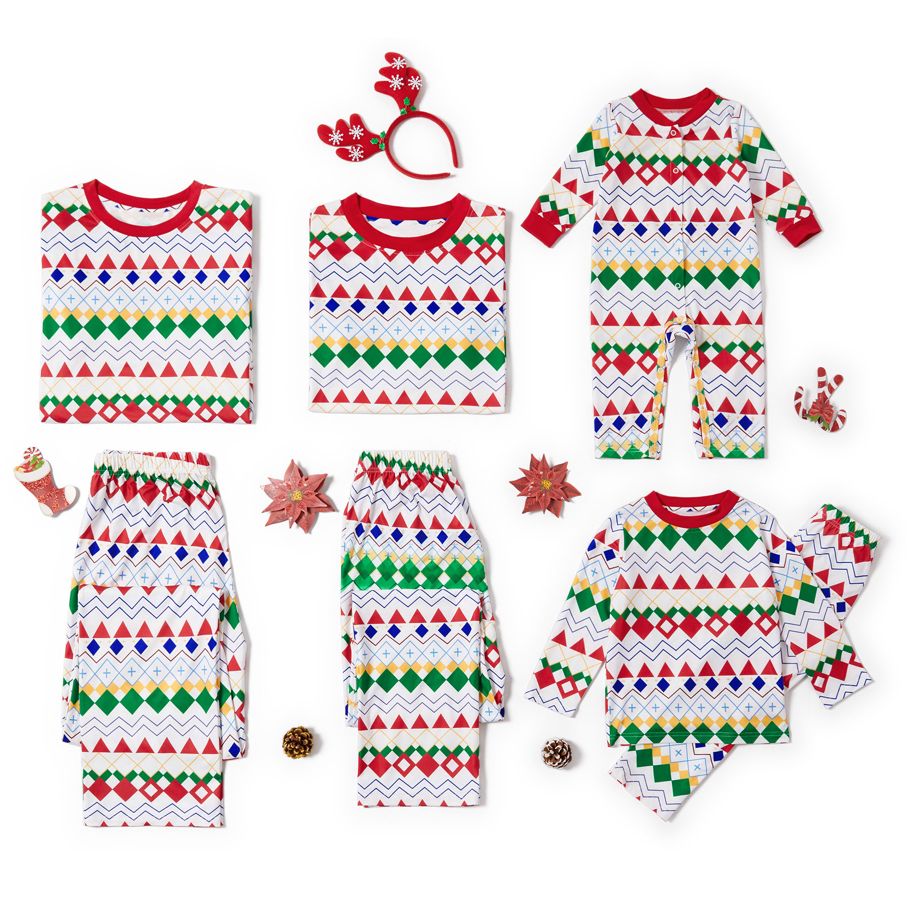 

Family Matching Geometry Print Christmas Pajamas Set