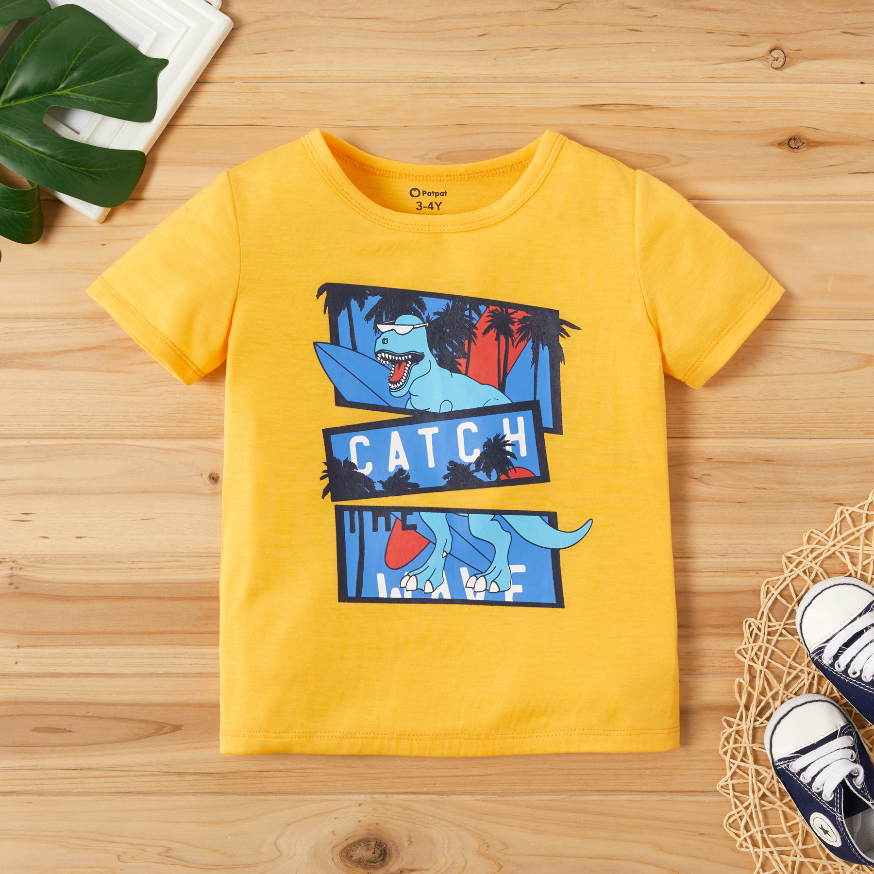 

Toddler Boy Cartoon Dino Print Tee