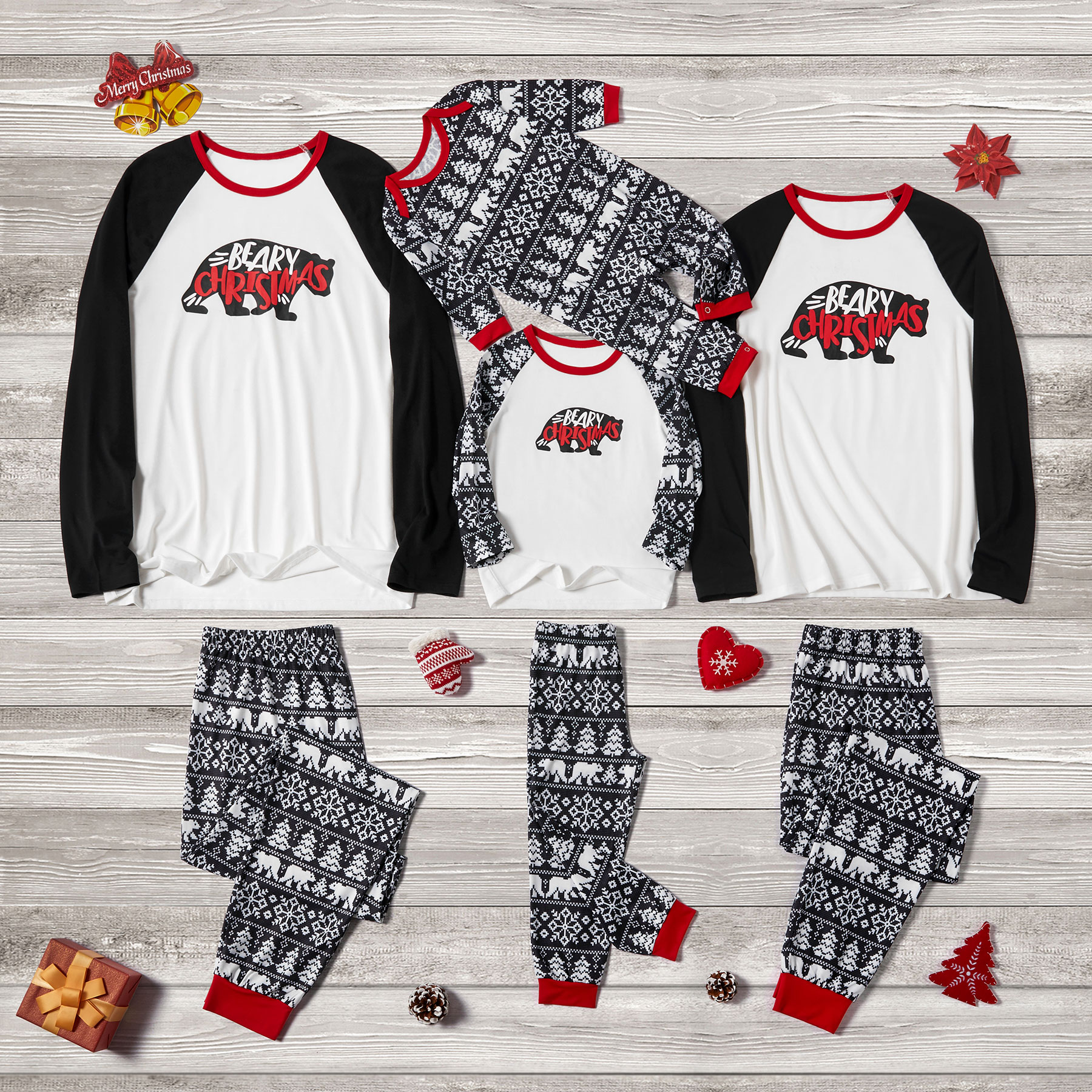 

Mosaic Family Matching Gold Antlers Christmas Pajamas Set(Flame Resistant)