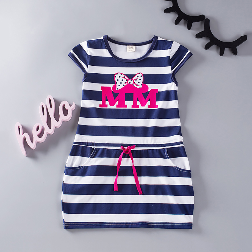 

Stylish Striped Design Short-sleeve Dress for Kid
