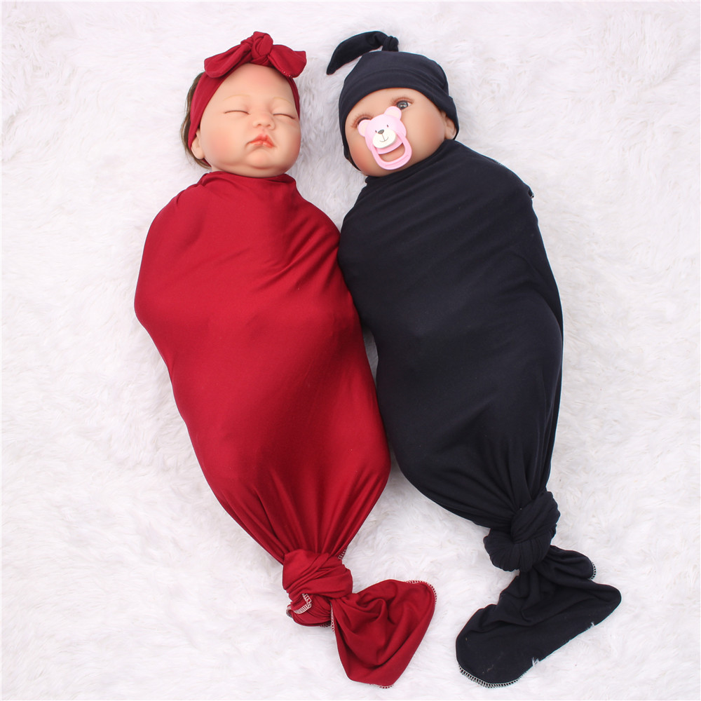 

Baby Bedding Wear Newborn Baby Girl Boy Solid Swaddle Wrap Blanket Sleeping Bag+Headband +Hat 3Pcs Set
