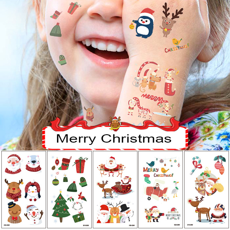 

5-pcs Christmas Tattoo Stickers Party Decoration New Year Decor Kid Gift