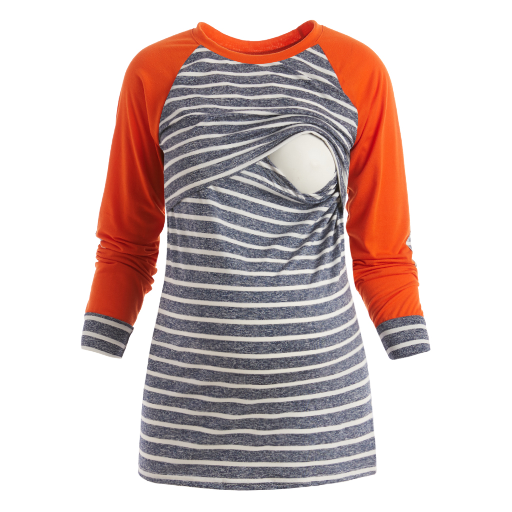 

Orange Striped Maternity Nursing Top