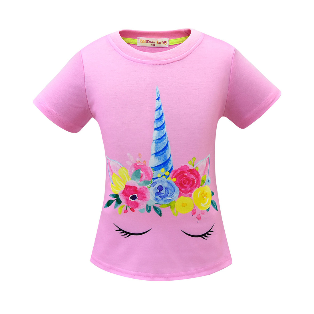 

Lovely Unicorn and Rose Print Tee for Girls